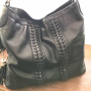 Black faux leather purse